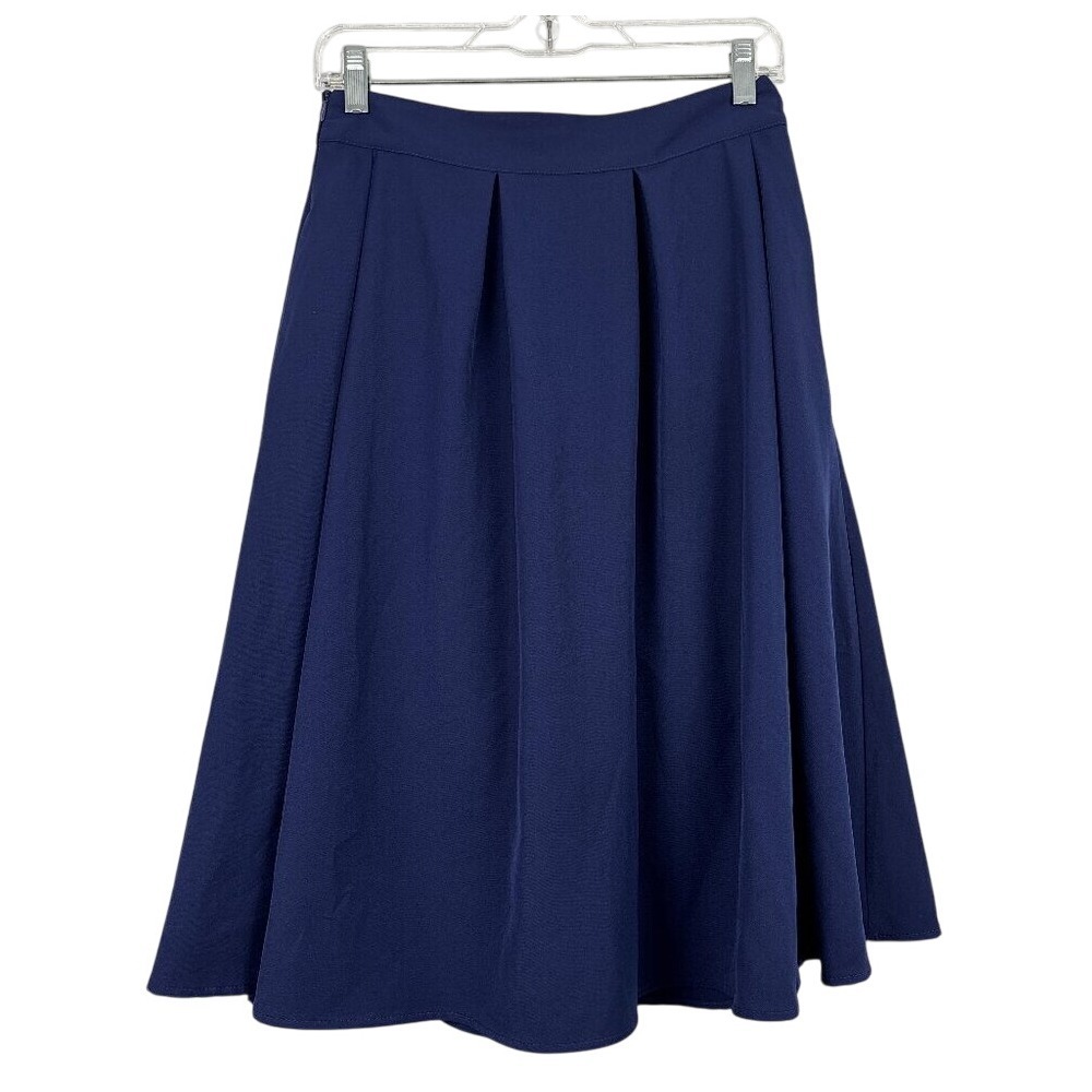 Urban Coco Navy Blue Skirt Women's Medium Midi Flared A-Line Pockets‎